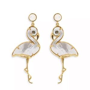 NWOT Capucine de Wulf - Flirty Flamingo Mother of Pearl Drop Earrings